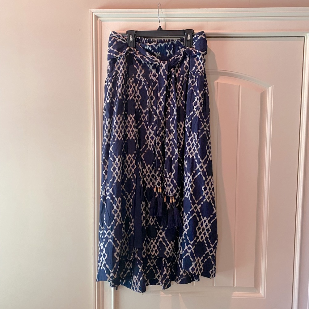 Anthropologie Navy and White Maxi Skirt
